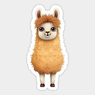 Cute Cartoon Golden Brown Baby Llama Illustration Sticker